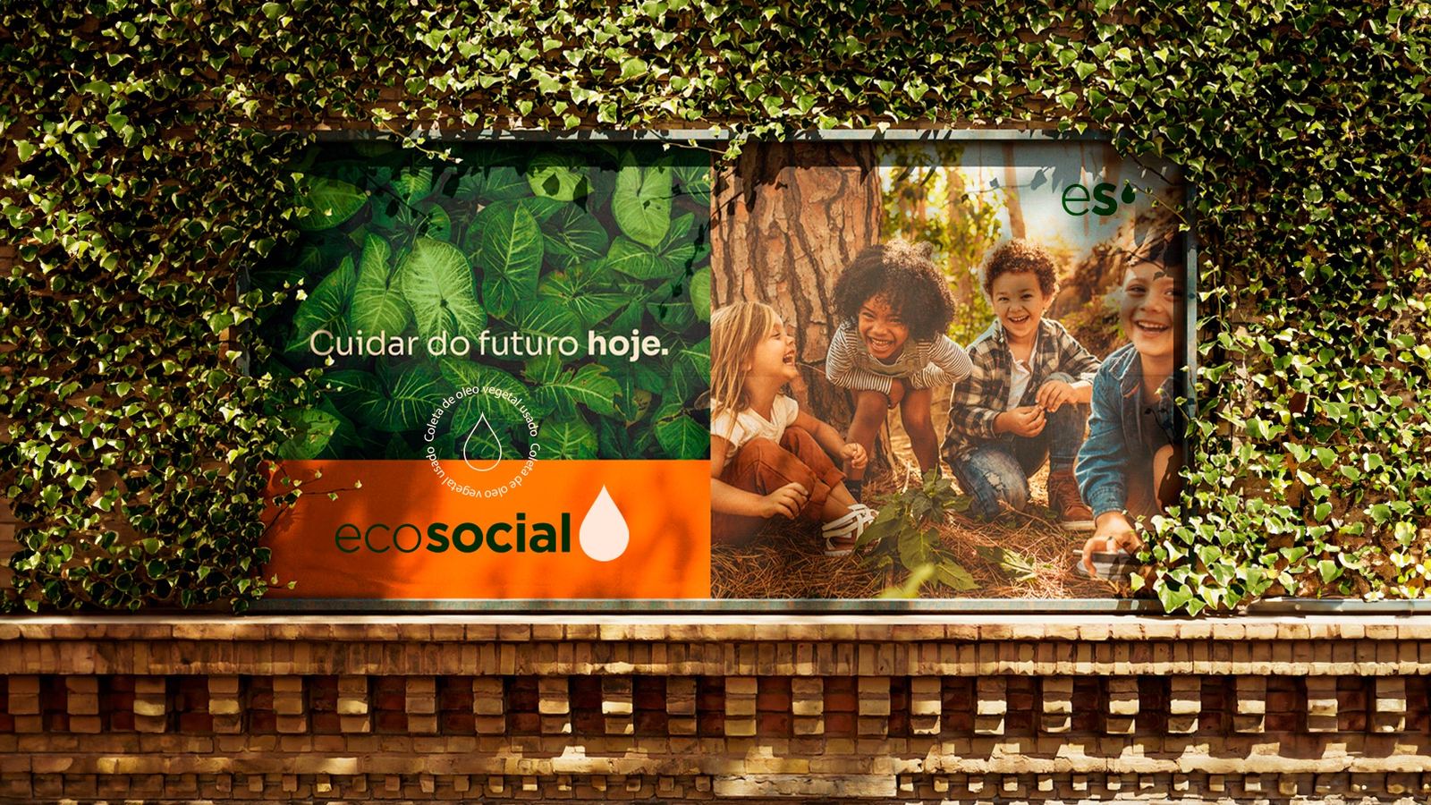 Outdoor da Eco Social com a mensagem: cuidar do futuro hoje